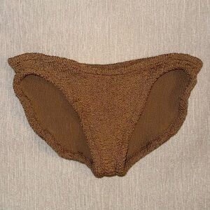 Hunza G Bikini BOTTOM Only Metallic Cocoa Tan Brown Crinkle Stretchy As-Is